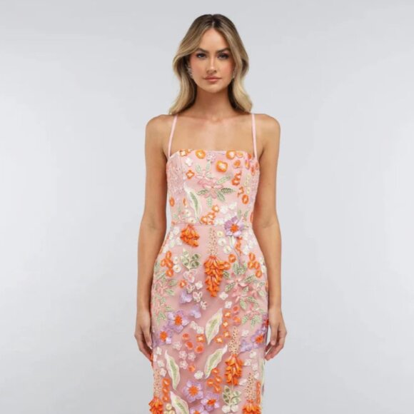 HELSI Gemma Floral Embroidered Midi Dress - Orange and Pink. NWT. - Picture 8 of 13